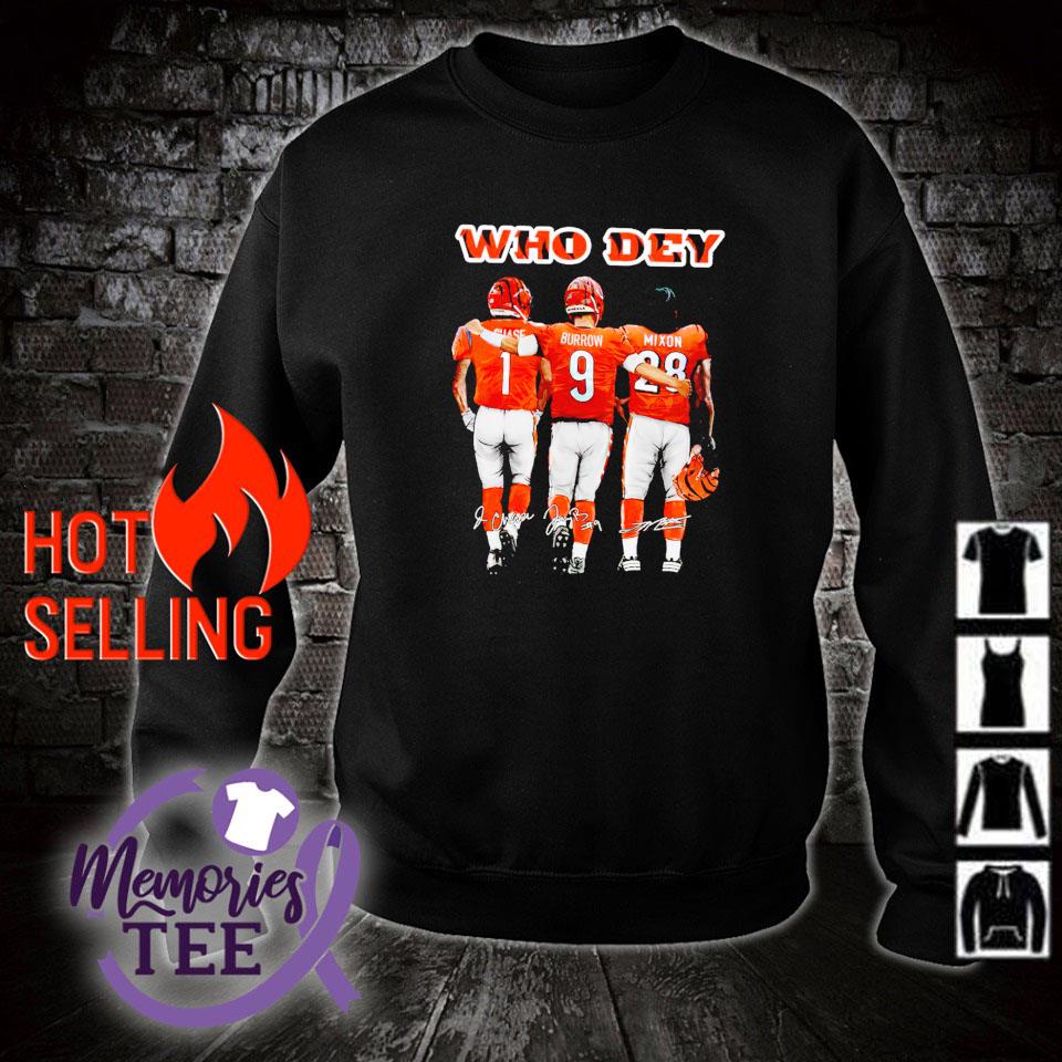 Cincinnati Bengals Who Dey Chase Burrow Mixon Signatures Unisex