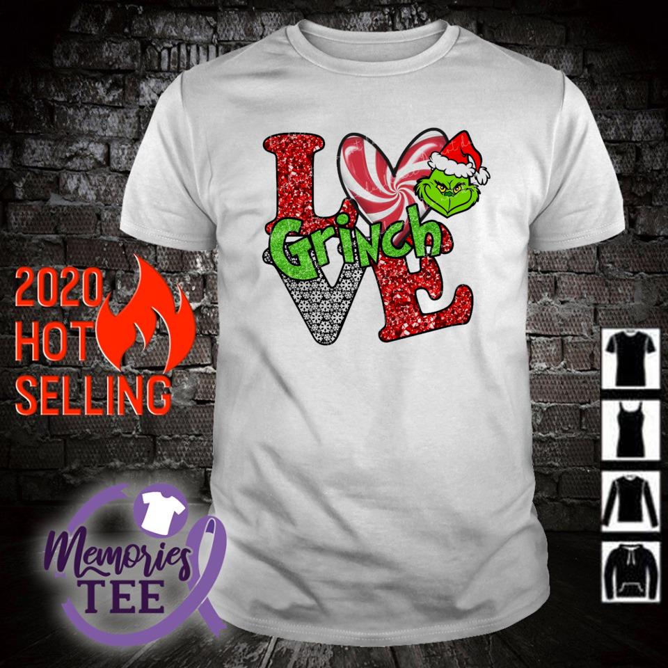 Awesome love candy heart with Grinch santa hat Christmas 2022 shirt