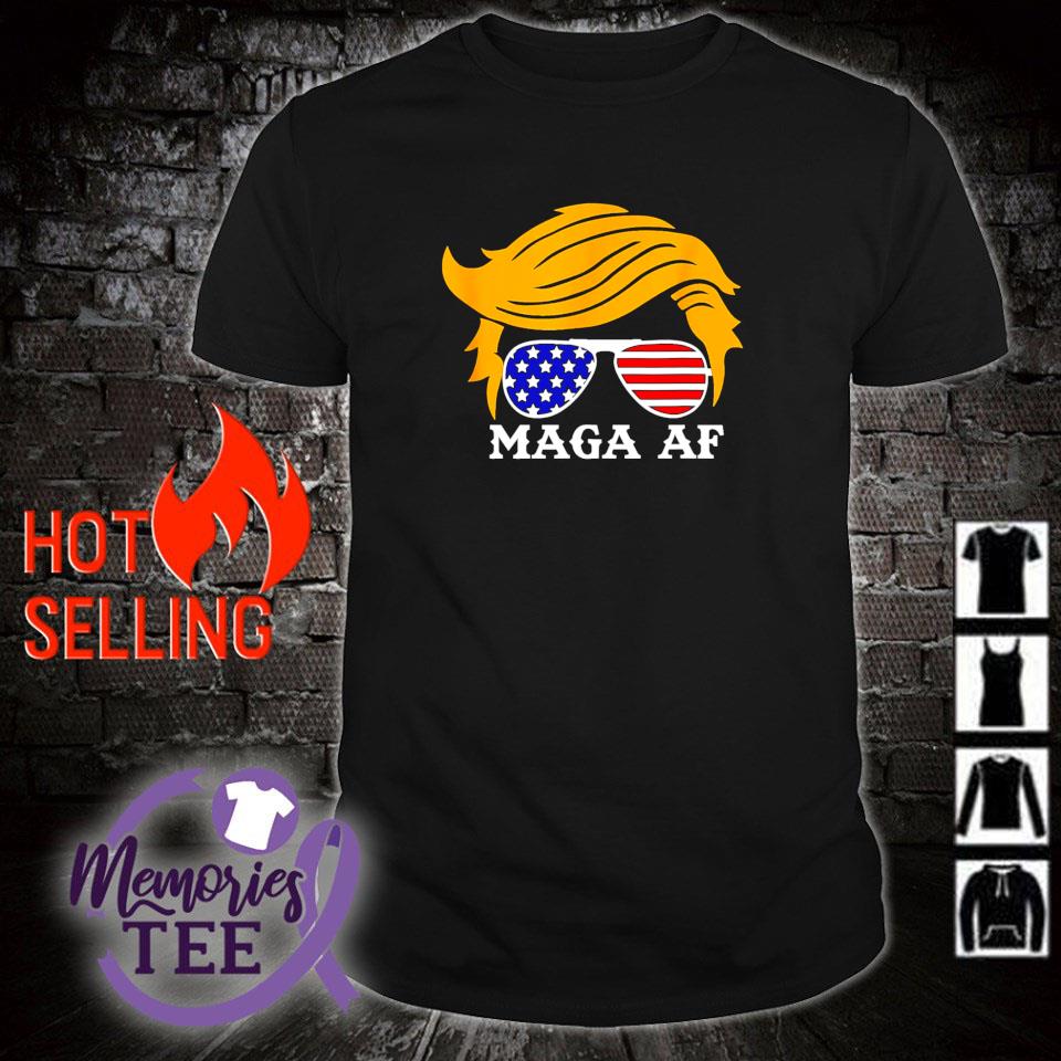 Top mAGA AF Trump parody orange hair shirt