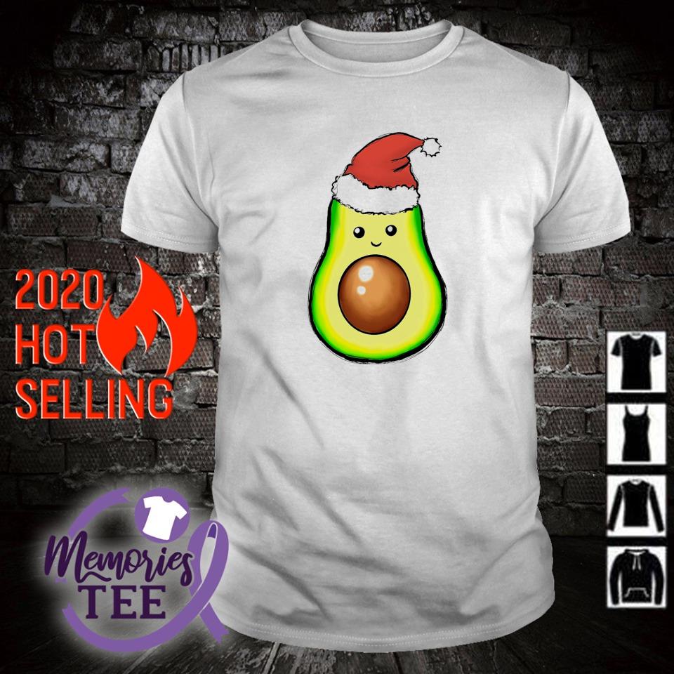 Top merry Christmas avocado with santa hat shirt