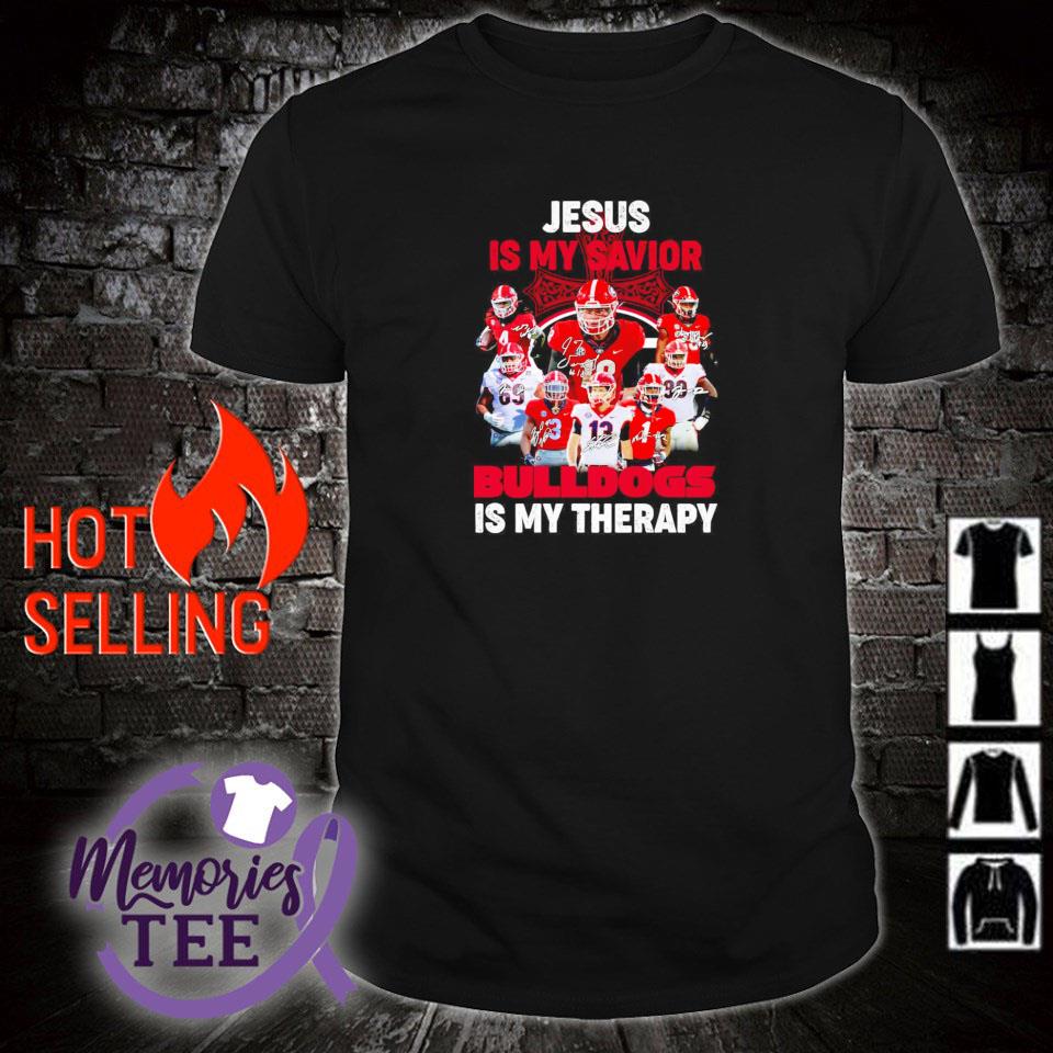 Top jesus is my savior Georgia Bulldogs is my therapy shirt