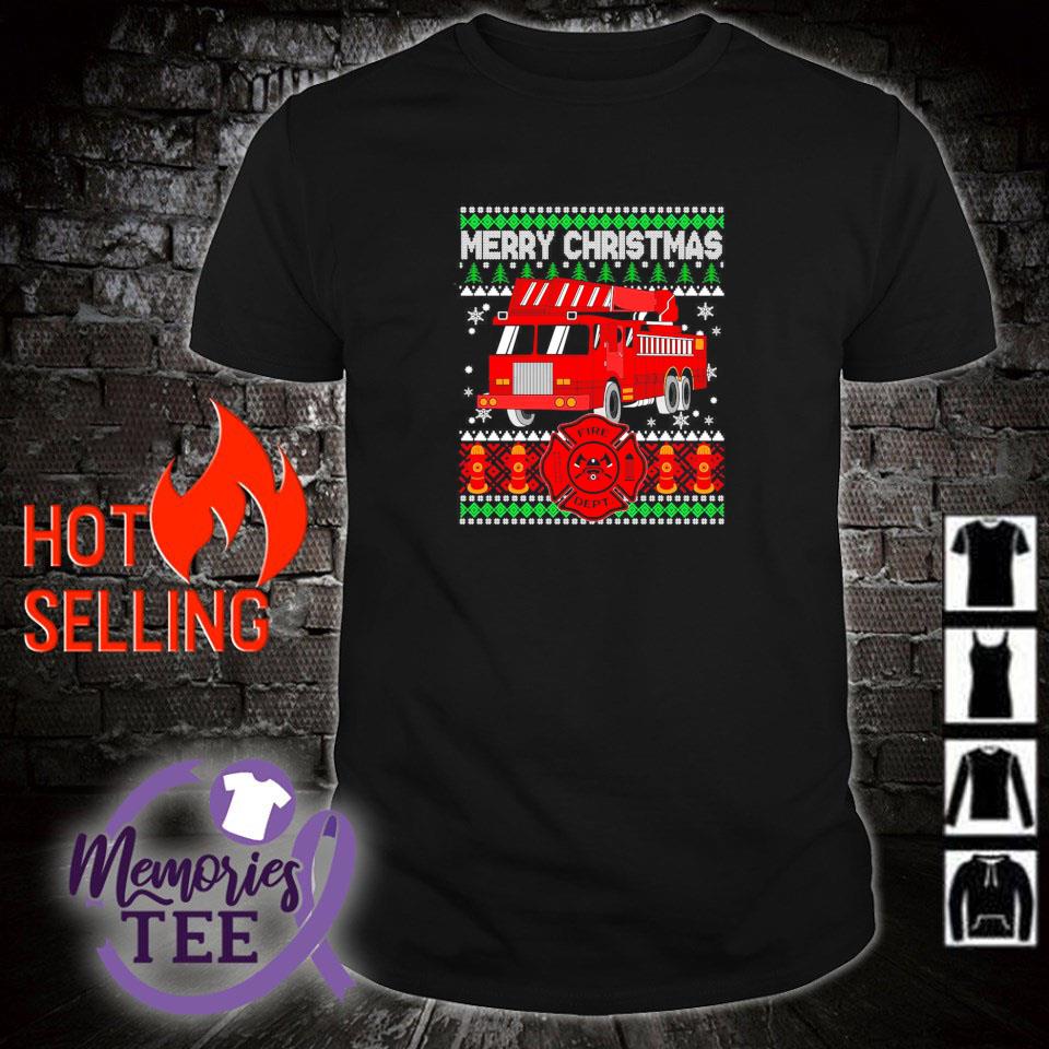 Top merry Christmas fire truck ugly Christmas shirt