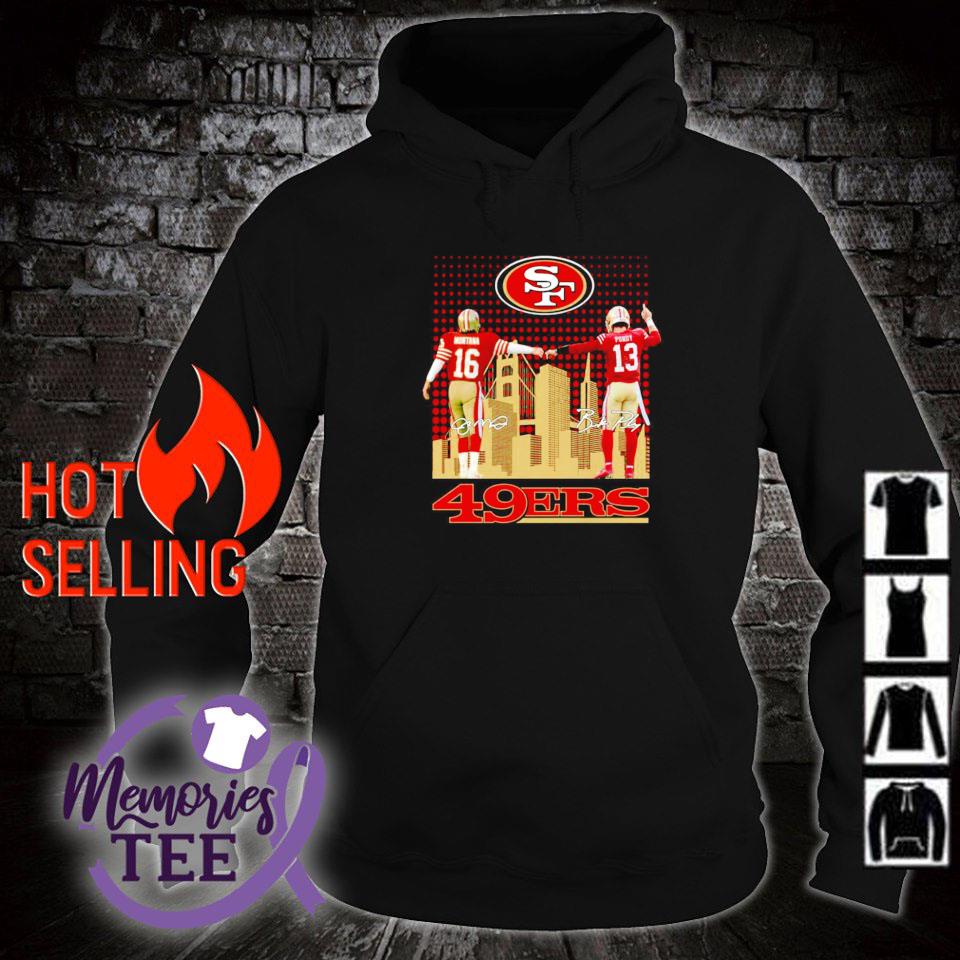 San Francisco 49ers Skyline Joe Montana And Brock Purdy Signatures Shirt,  hoodie, sweater, long sleeve and tank top