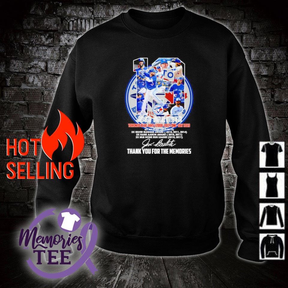 Jose Bautista Toronto Blue Jays 2023 signature thank you for the memories  shirt, hoodie, sweater, long sleeve and tank top