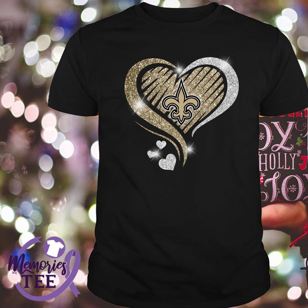 New Orleans Saints Women's Black Rhinestone and Glitter T-Shirt